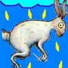 A mutated bunny rabbit with a sword